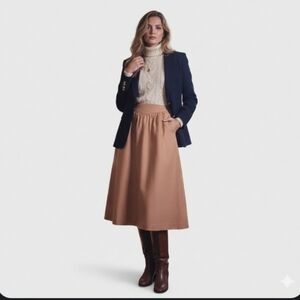 Vintage 70s Wool Camel A Line Midi Preppy Old Money Balmoral Manor Boho Skirt 6